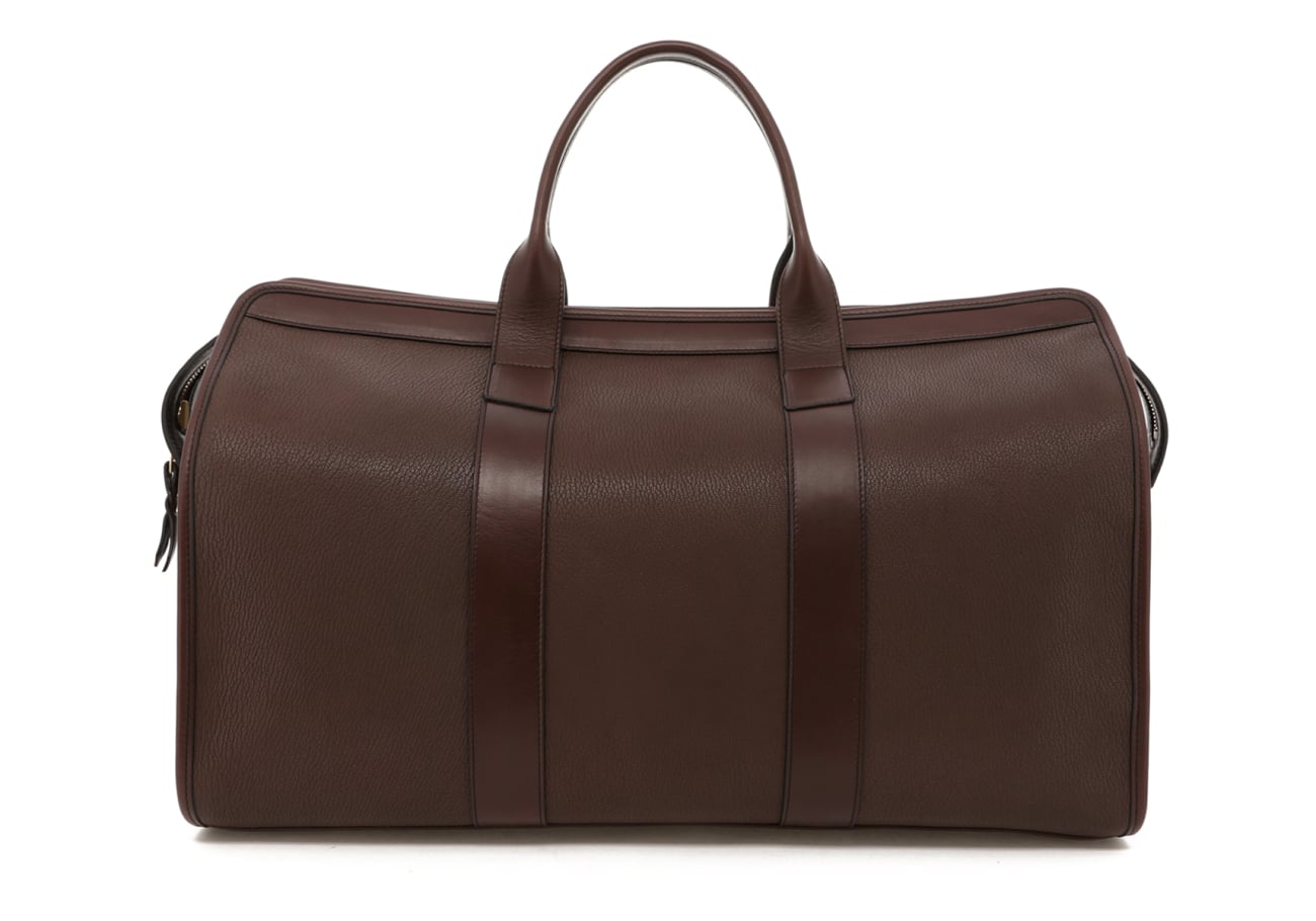 Signature Travel Duffle - Goatskin - Chocolate - Natural Pebbled Trim - 2 x exterior pockets - view 4