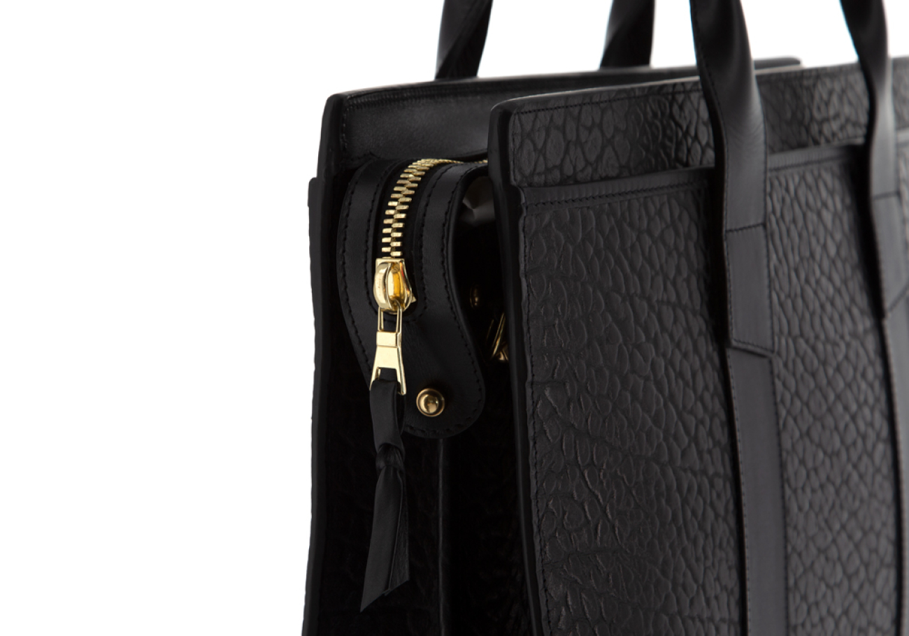 ZIP-TOP BRIEFCASE-Black-Double Frank Clegg Leatherworks