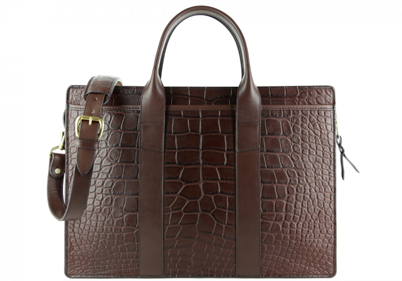 Handmade Crocodile Leather Business Bag by STEFANO RICCI