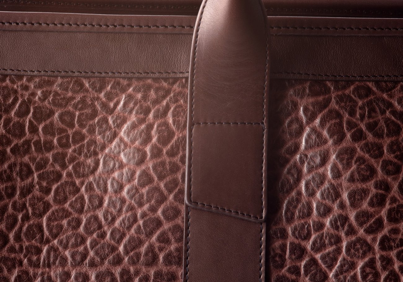 Handmade Leather Travel Duffle, Shrunken Grain Leather