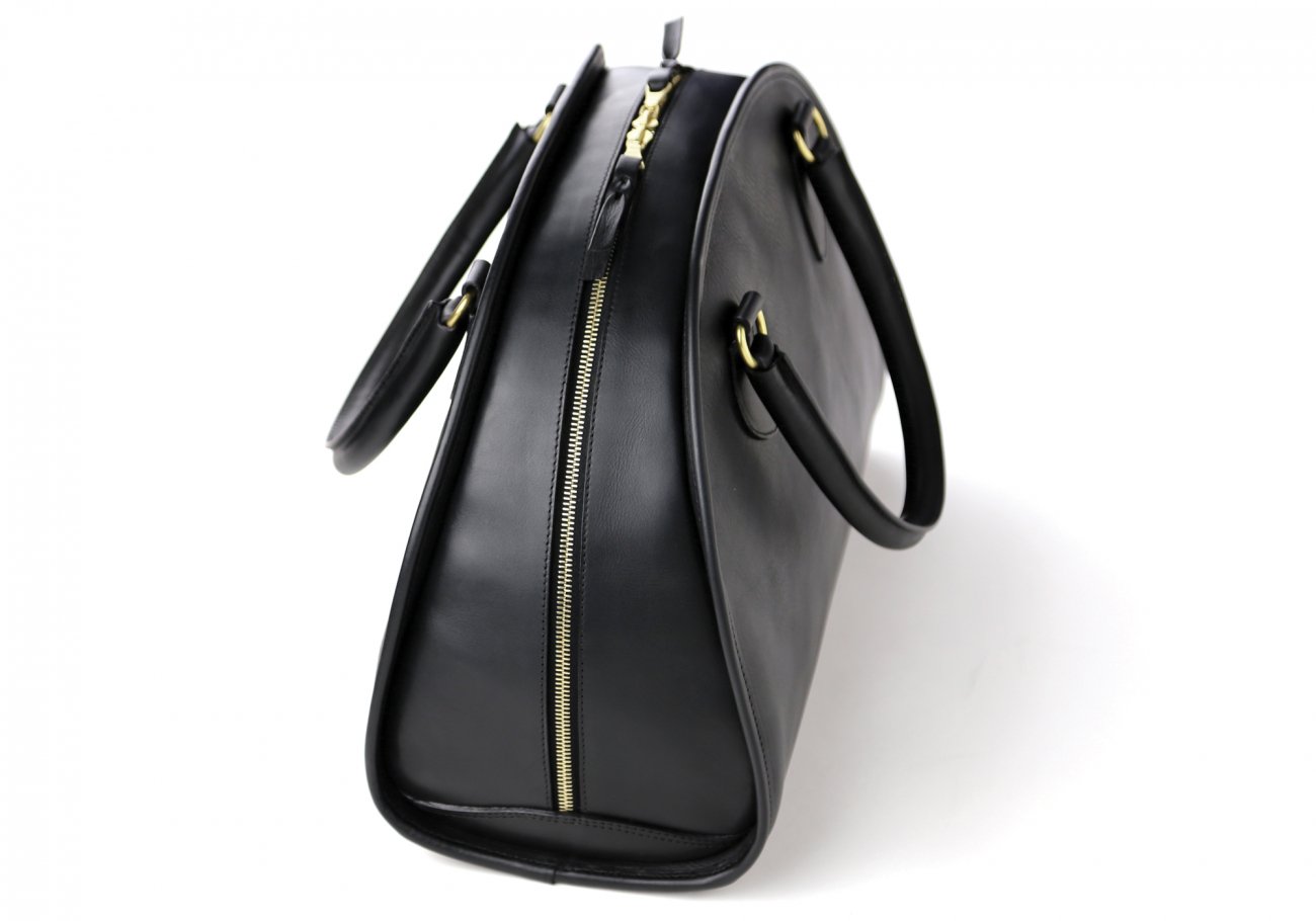 Audrey Handbag: Designer Satchel, White Leather/Blue Stitch