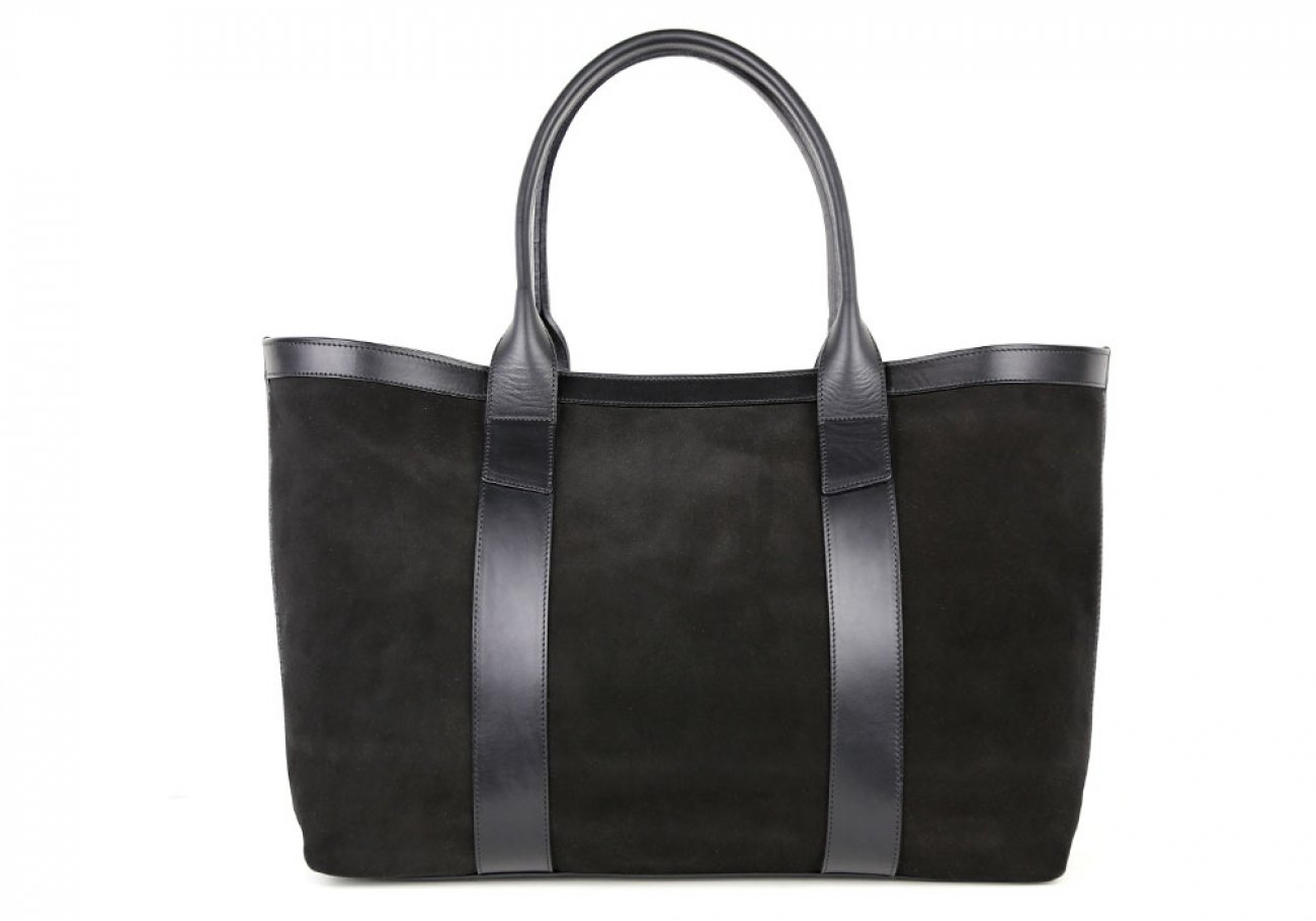 Suede Working Tote Medium Black Unlined
