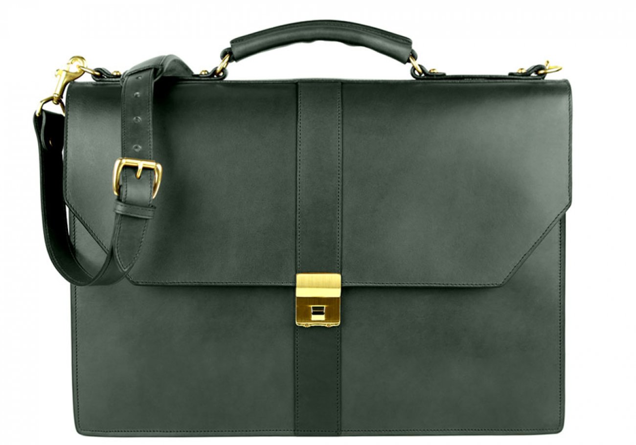 Lock Messenger Bag with Handle- Chestnut Frank Clegg Leatherworks
