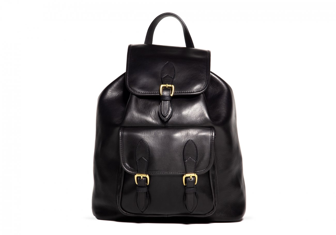 womens black leather backpack