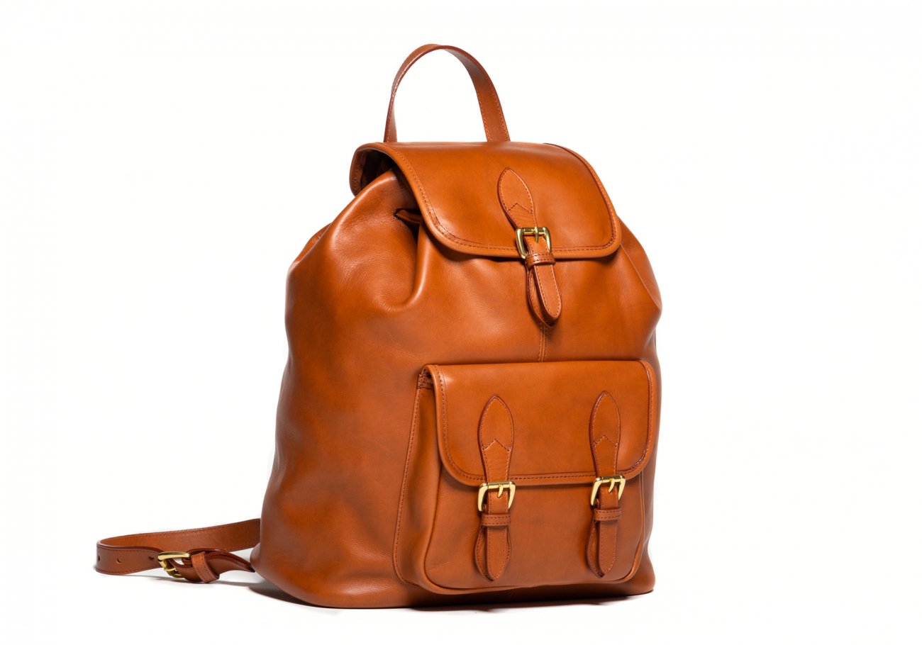 12 Tumbled Leather Drawstring Backpack
