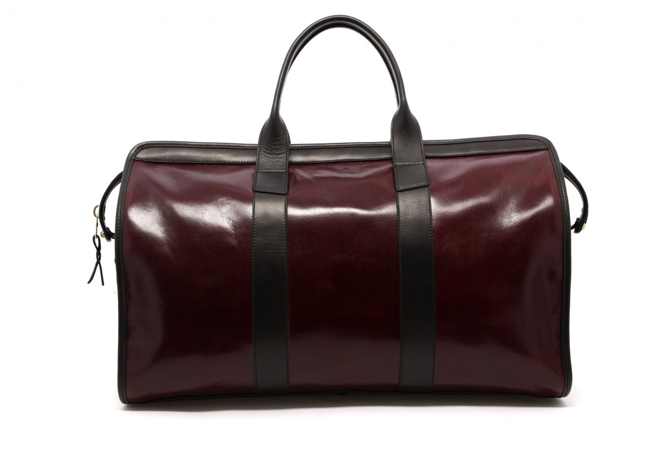 Leather Travel Duffle Maroon And Black Glossy 2 Leather Travel Duffle Maroon And Black Glossy 2