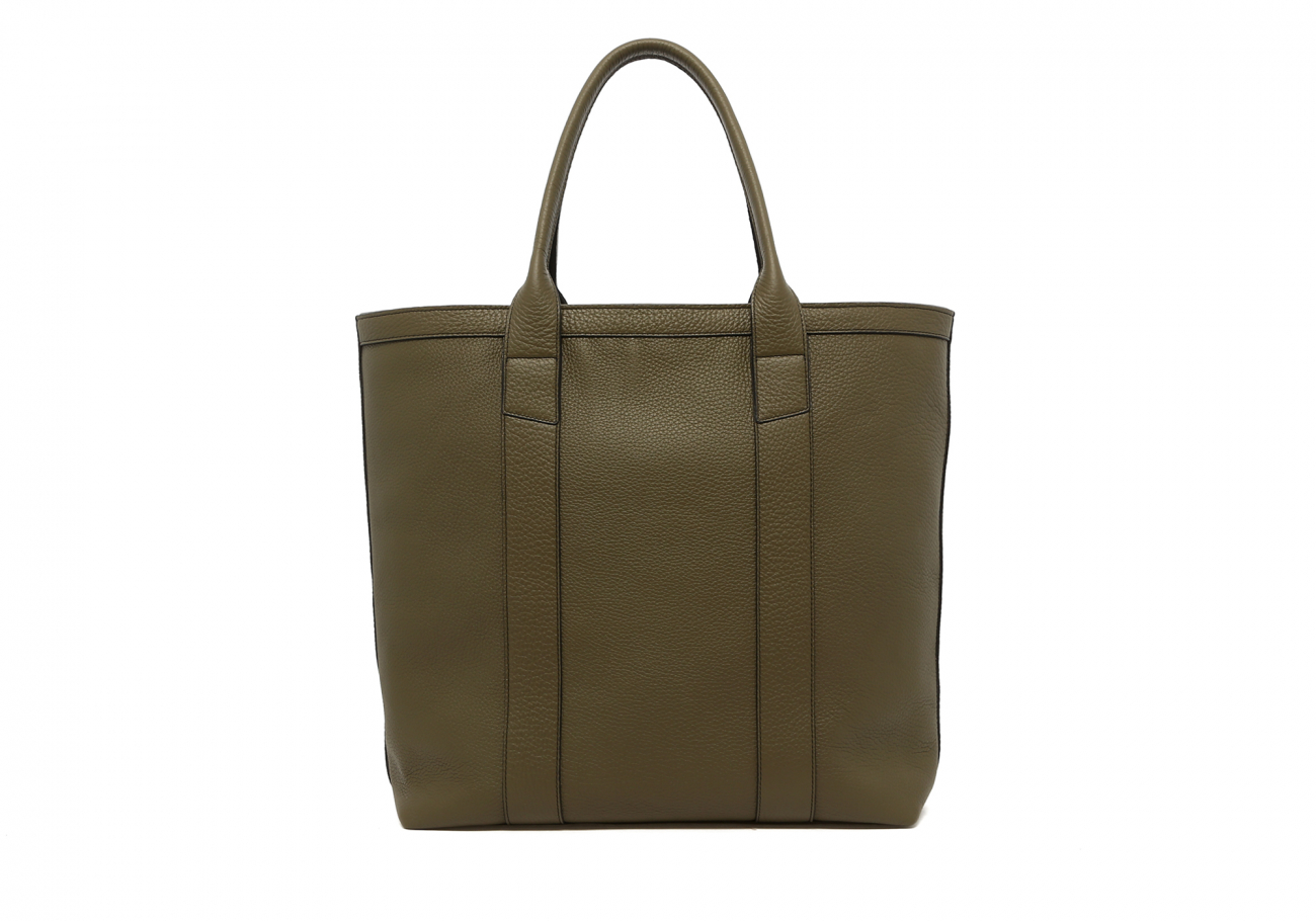 Tall Tote - Light Military - Taurillon Leather - Linen Interior ...