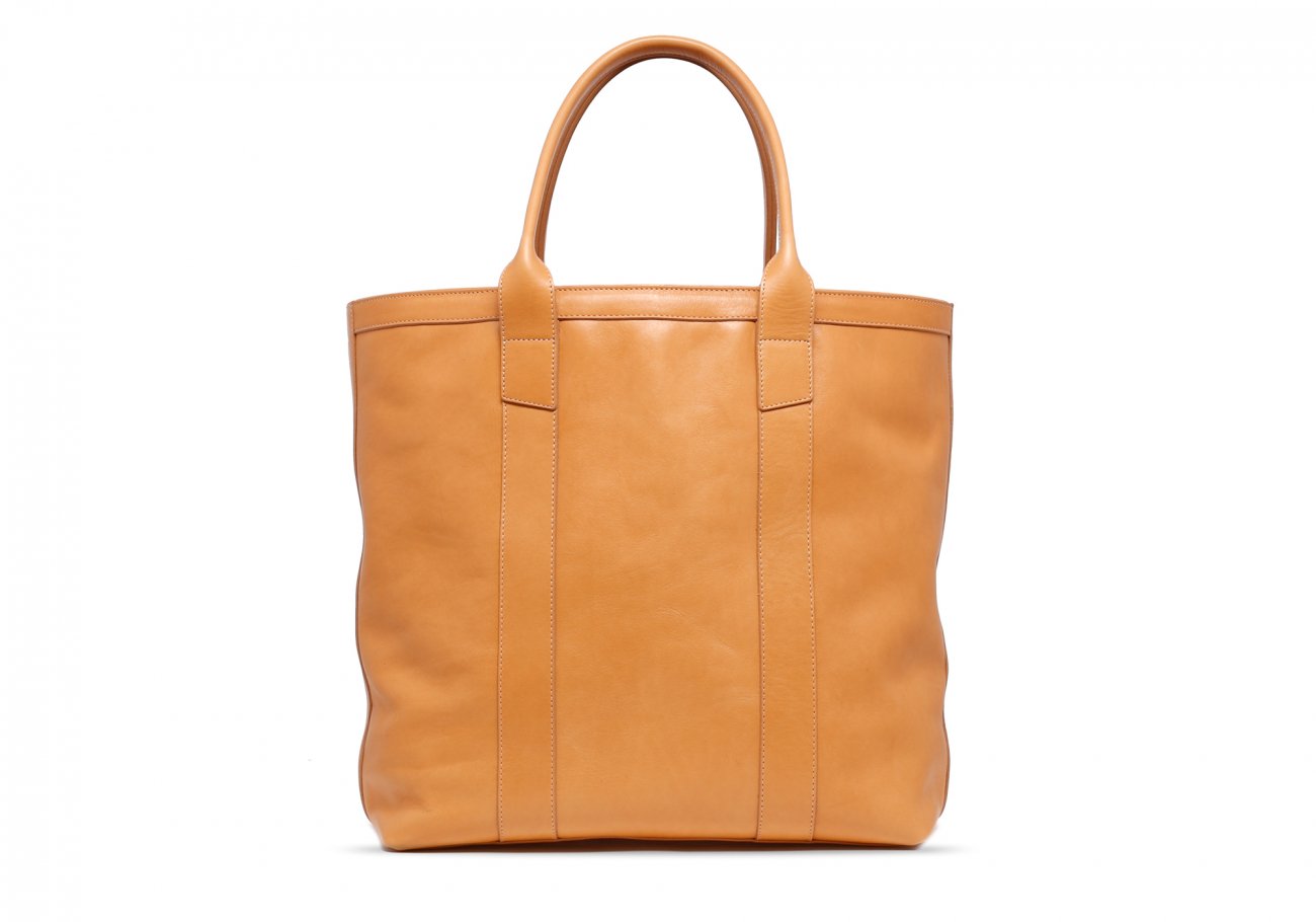 Tall Tote - Natural - Zip-Top Closure - Tumbled Leather Frank Clegg ...