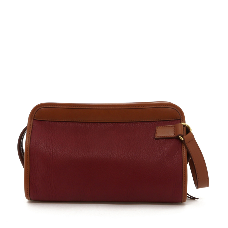 Small Travel Kit - Berry/Cognac - Tumbled Leather in 