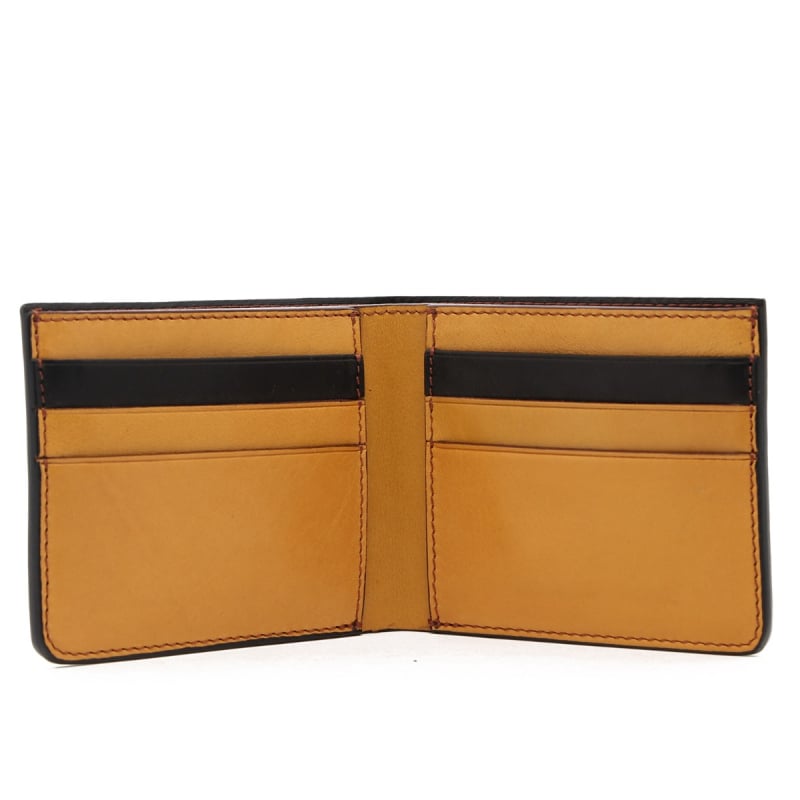 Bifold Wallet - Black / Ochre - Tumbled Leather  in 