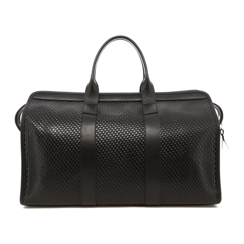 Signature Travel Duffle - Black - Basket Weave Printed Leather in 