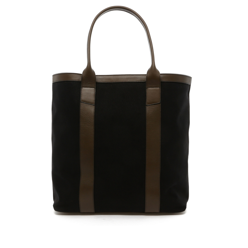 Tall Tote - Black Canvas / Olive Trim -18 oz Canvas in 