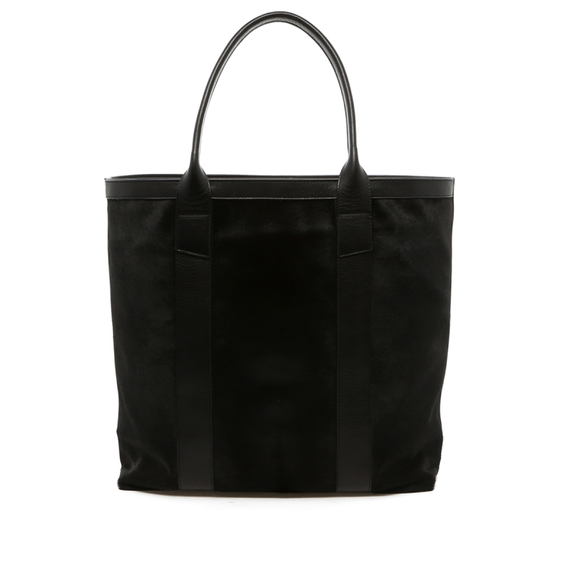 Tall Tote - Black Hair-on Cowhide - Lined in 