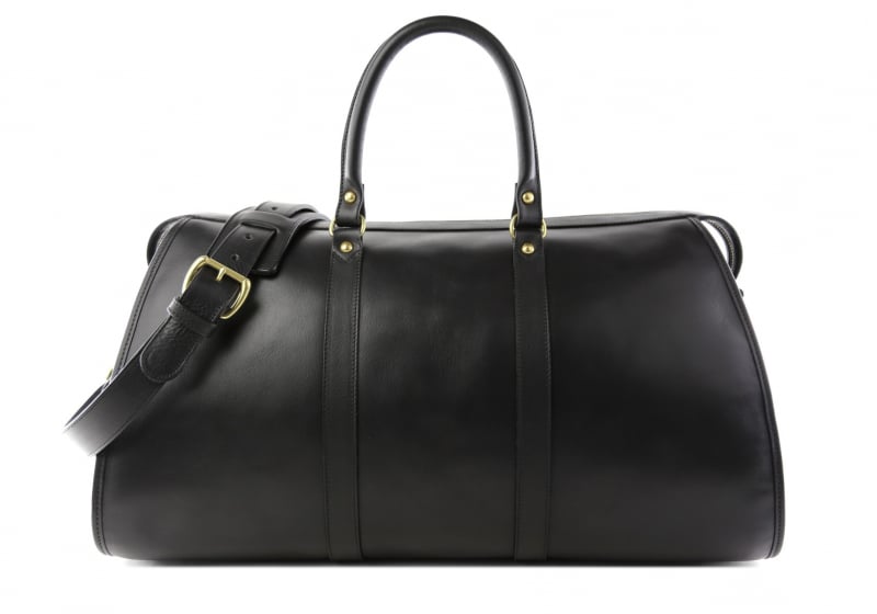 Hampton Travel Duffle -Black in Smooth Tumbled Leather