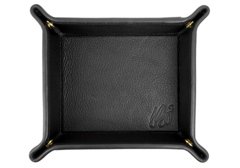 VALET TRAY-Black in smooth tumbled leather
