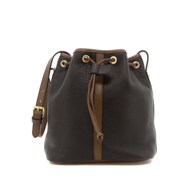 Bucket Bag - Black/Olive - Olive Interior - Pebbled Grain Leather in 