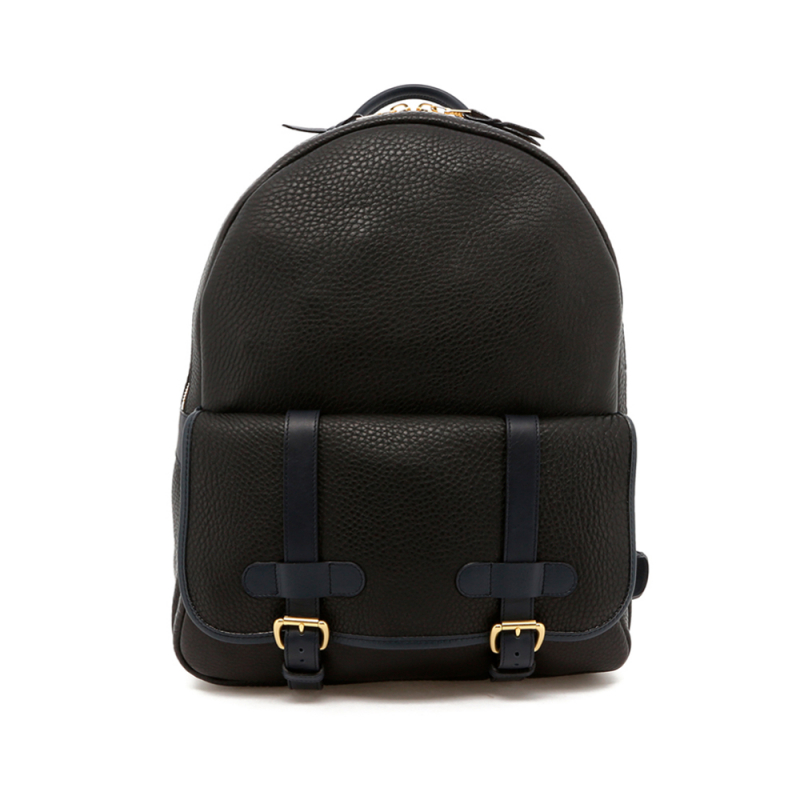 Hampton Backpack - Black/Navy Trim - Pebbled Leather in 