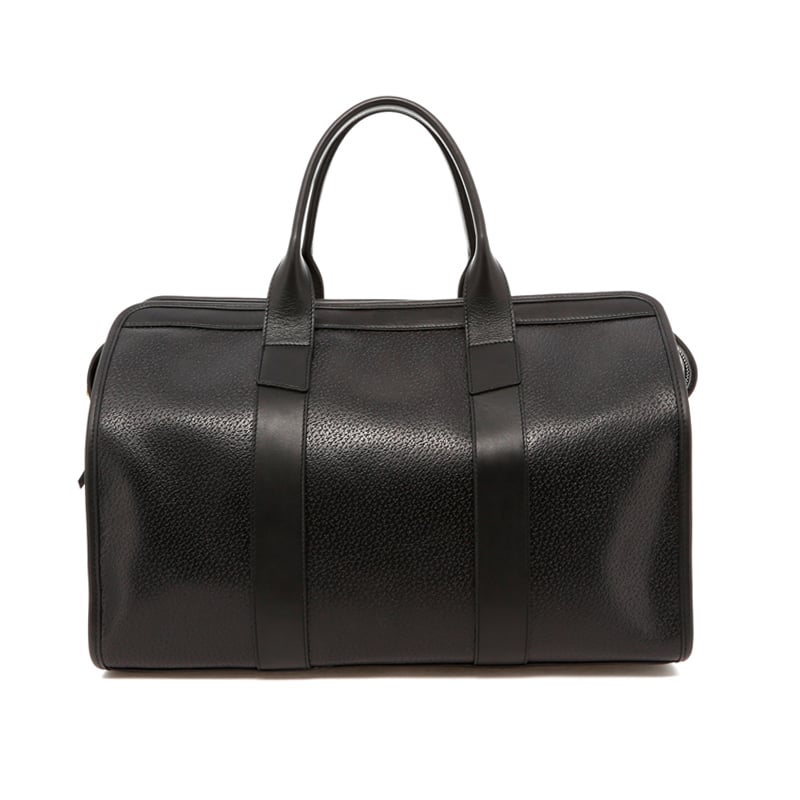 Small Travel Duffle - Black Pigskin Leather - Blue Interior in 
