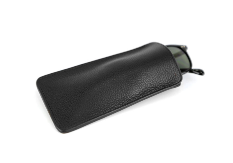 Eye Glass Case-Black in smooth tumbled leather