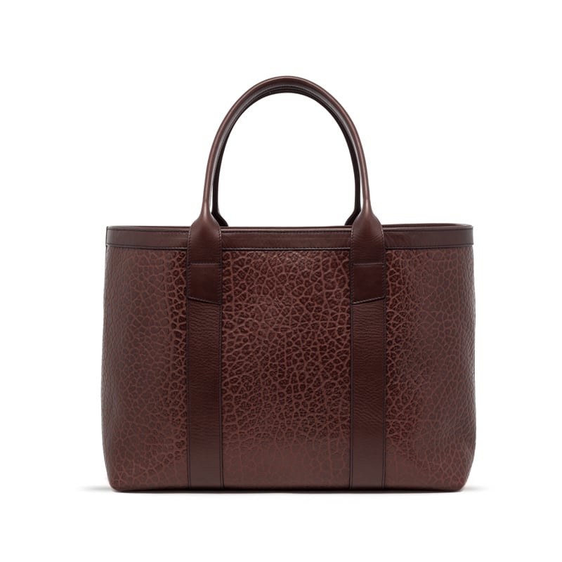 Large Working Tote-Chocolate in shrunken grain leather