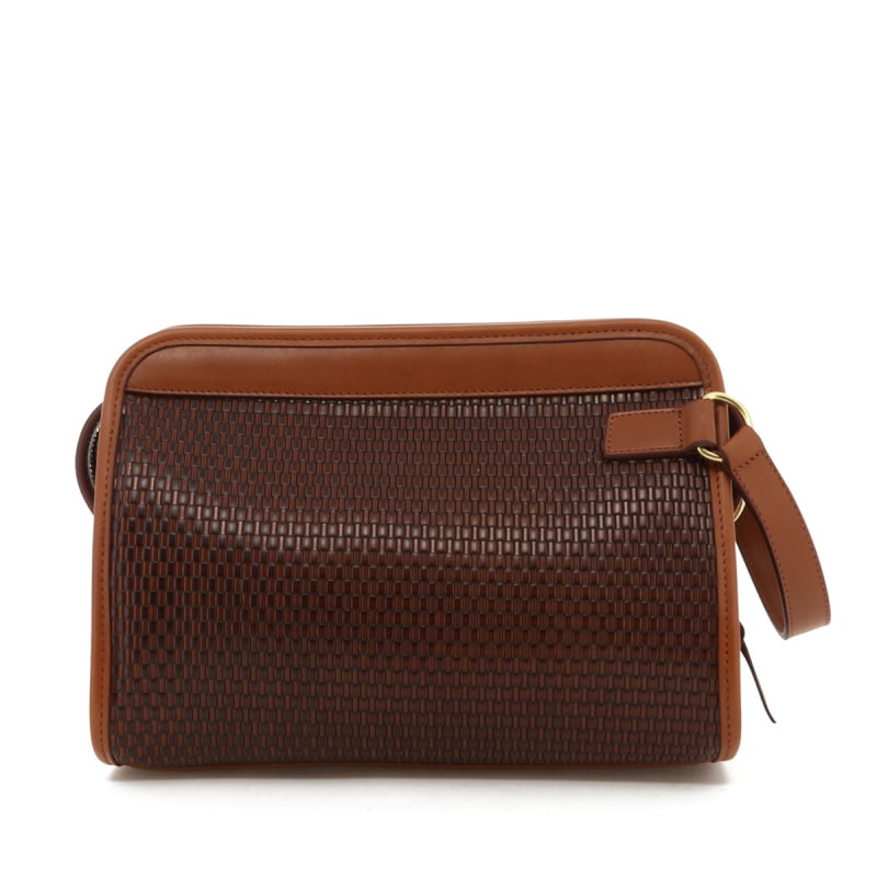 Large Travel Kit - Brown Basket Weave Printed Leather in 