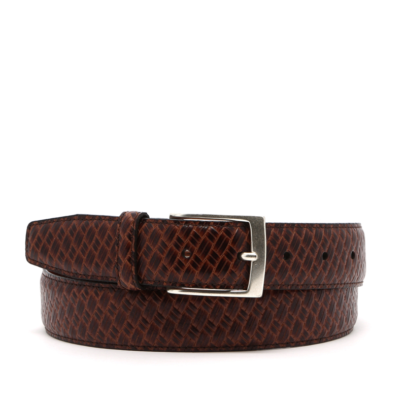 Basket Weave Textured Leather Belt in basket