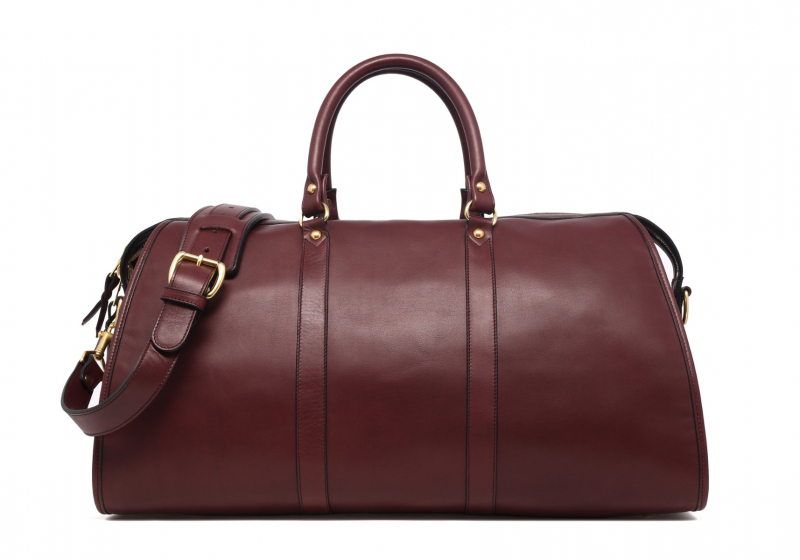 Hampton Travel Duffle -Burgundy in Smooth Tumbled Leather