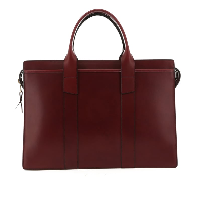 Double Zip-Top Briefcase - Cabernet - Belting Leather in 