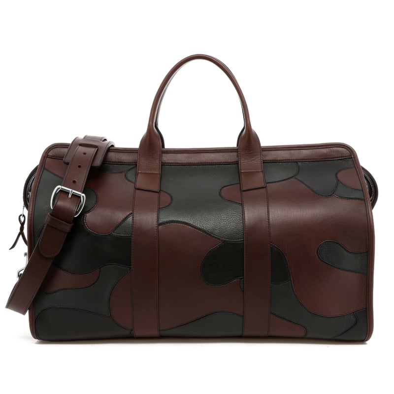 Camo Travel Duffle  in smooth tumbled leather