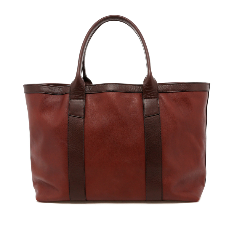 Large Working Tote - Chestnut / Chocolate Trim - Tumbled Leather in 
