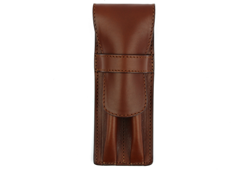 Double Pen Case-Chestnut in Harness Belting Leather