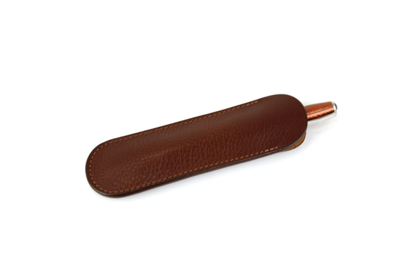 Fountain Pen Sleeve -Chestnut in smooth tumbled leather
