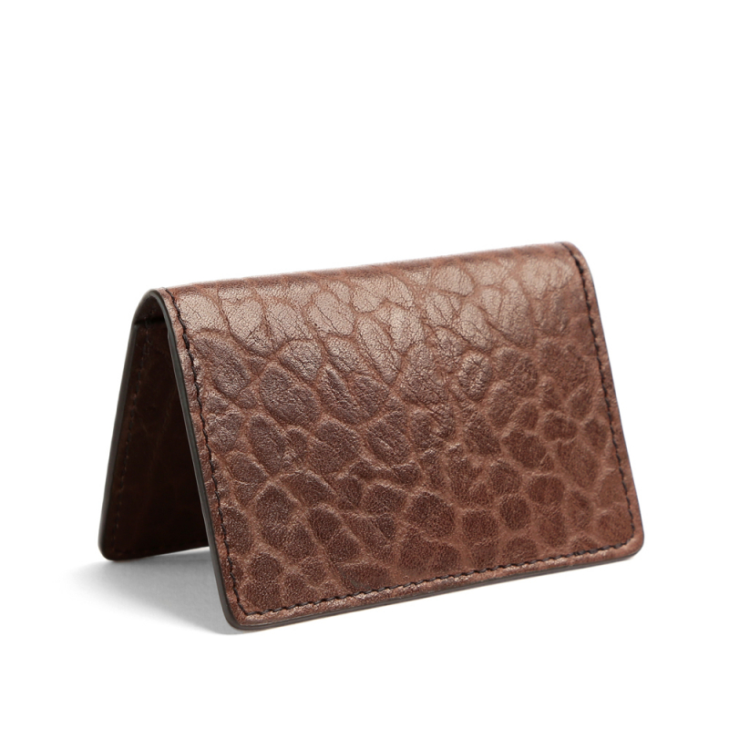 Folding Card Case-Chocolate in shrunken grain leather