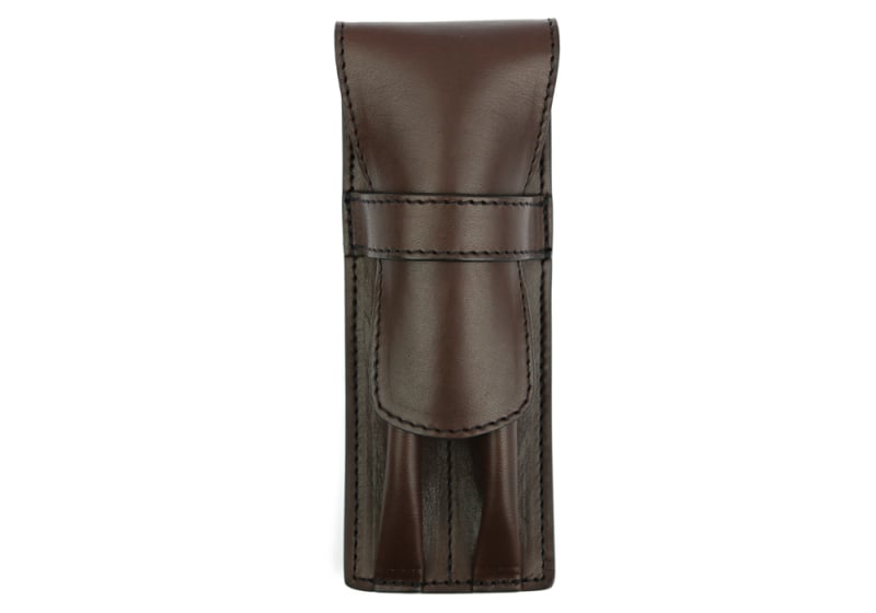 Double Pen Case-Chocolate in Harness Belting Leather