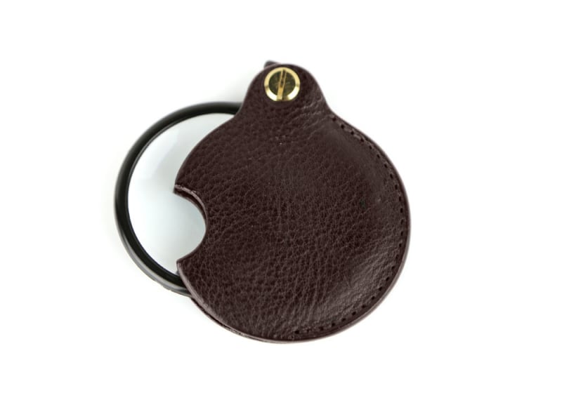 Pocket Magnifying Glass-Chocolate in Smooth Tumbled Leather