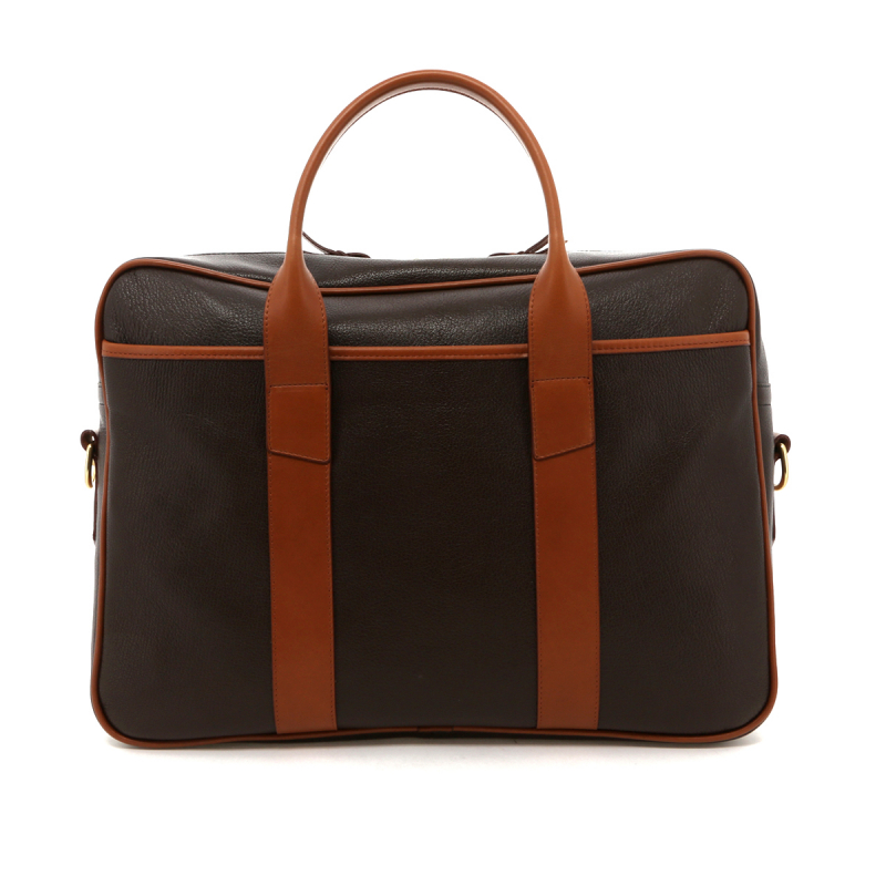 Commuter Briefcase - Chocolate / Cognac Pebbled Leather in 