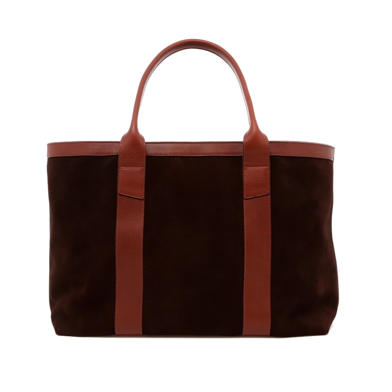 Large Working Tote - Chocolate/Chestnut Trim - Suede in 