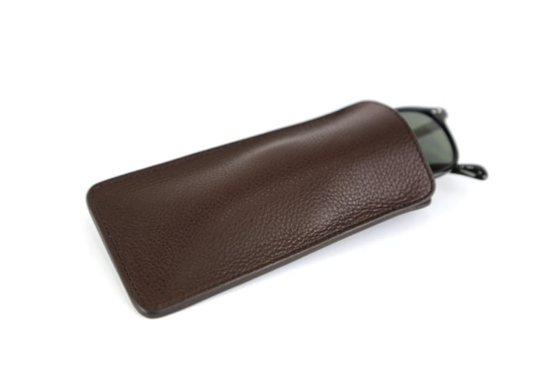 Eye Glass Case-Chocolate in smooth tumbled leather