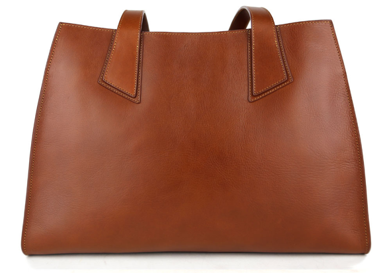 Elle Tote Bag-Cognac in Smooth Tumbled Leather