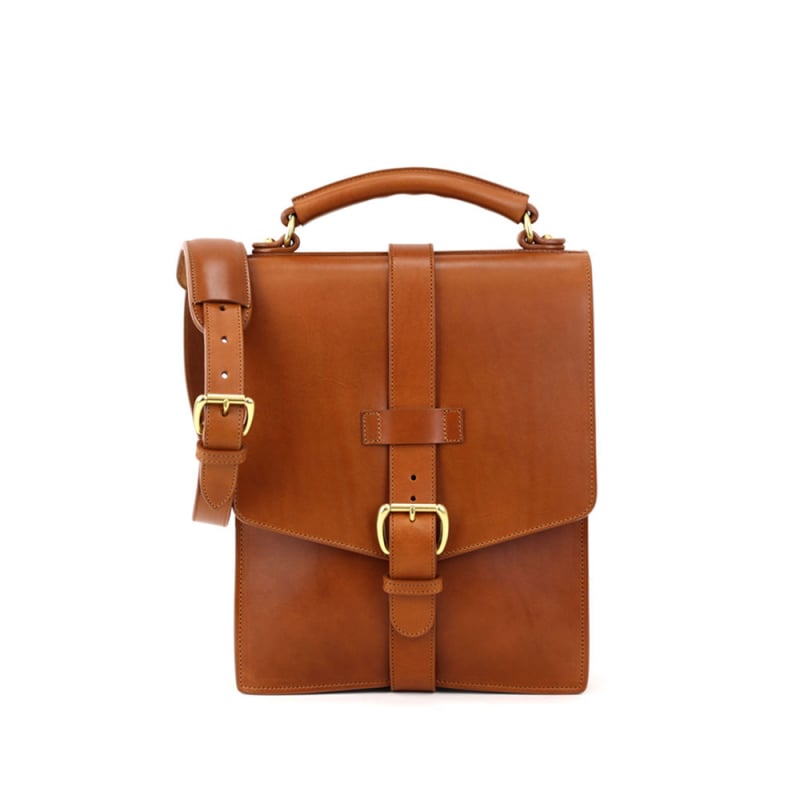 Buckle Messenger Bag in harness belting leather