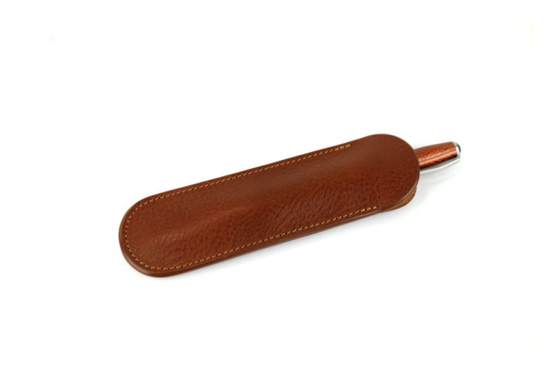 Fountain Pen Sleeve -Cognac in Smooth Tumbled Leather