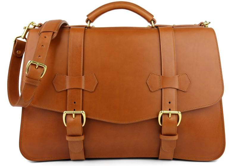 SMALL LAWYER'S BRIEFCASE-Cognac in Harness Belting Leather