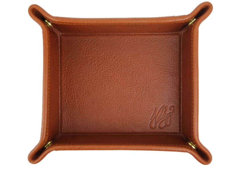 VALET TRAY-Cognac in Smooth Tumbled Leather