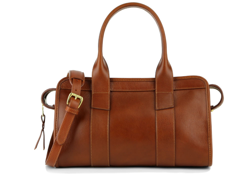Signature Satchel - Small-Cognac in Smooth Tumbled Leather