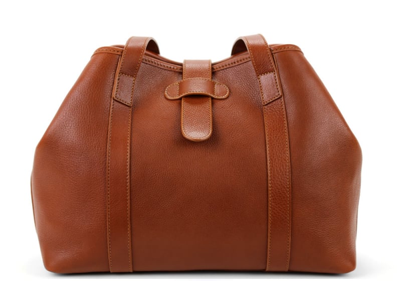 Small Handbag Tote -Cognac in Smooth Tumbled Leather