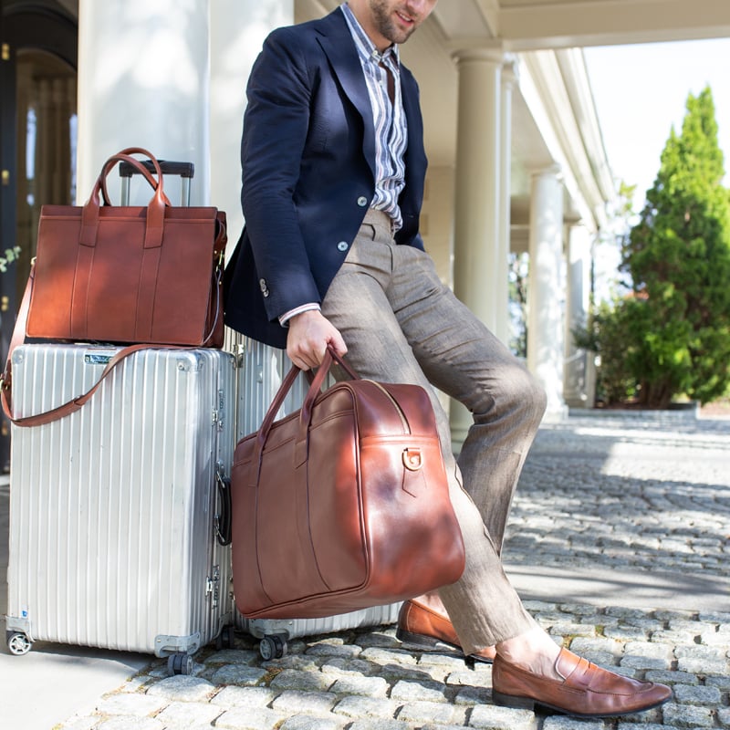 Commuter Duffle in smooth tumbled leather