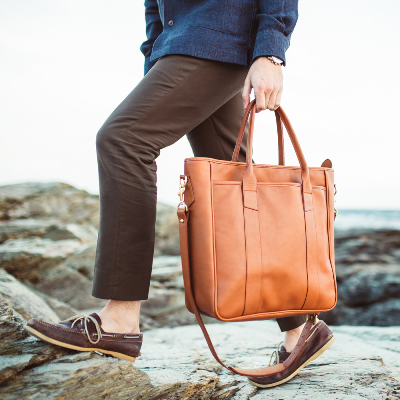 Commuter Tote in Smooth Tumbled Leather