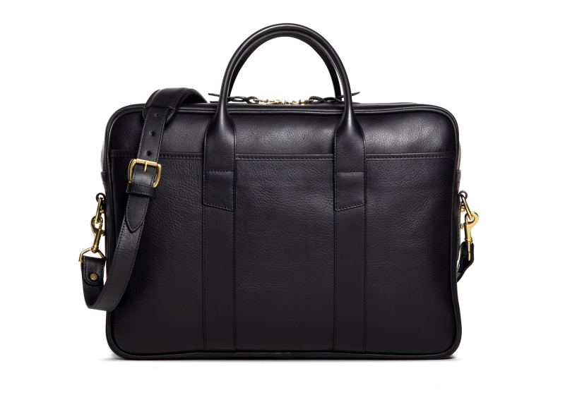 Commuter Briefcase-Black in smooth tumbled leather