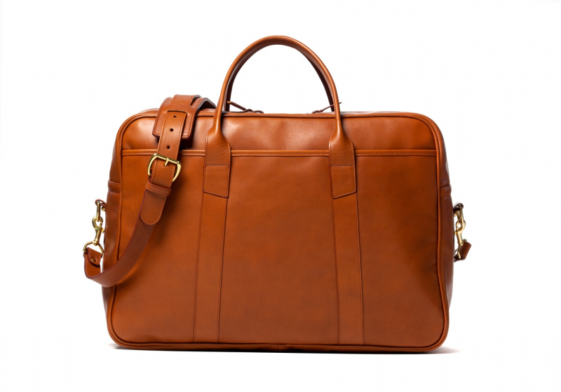 Commuter Duffle-Cognac in Smooth Tumbled Leather