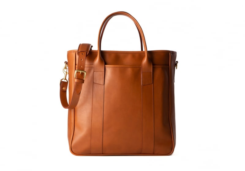 Commuter Tote-Cognac in smooth tumbled leather